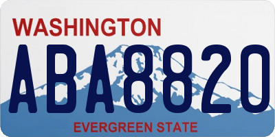 WA license plate ABA8820