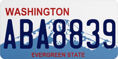 WA license plate ABA8839