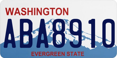 WA license plate ABA8910