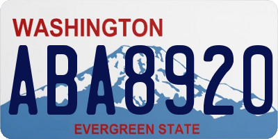 WA license plate ABA8920