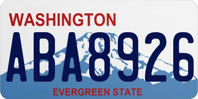WA license plate ABA8926