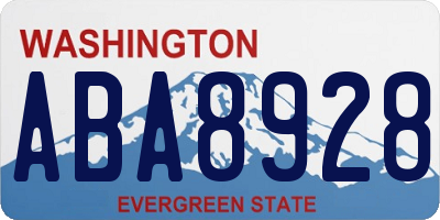WA license plate ABA8928