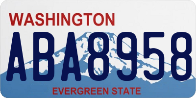 WA license plate ABA8958