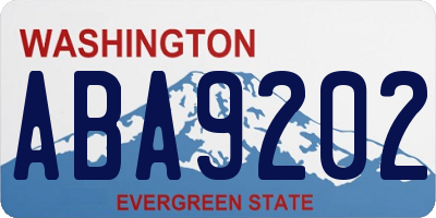 WA license plate ABA9202