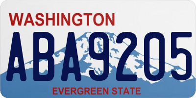 WA license plate ABA9205