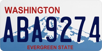 WA license plate ABA9274