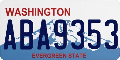 WA license plate ABA9353