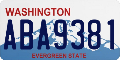 WA license plate ABA9381