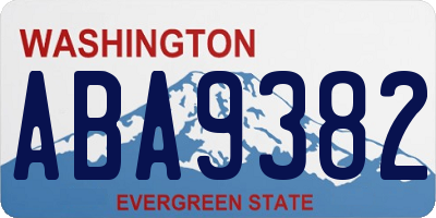 WA license plate ABA9382