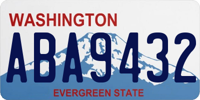 WA license plate ABA9432