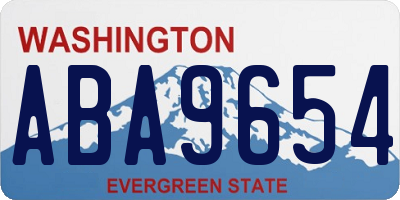 WA license plate ABA9654