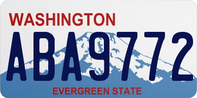 WA license plate ABA9772