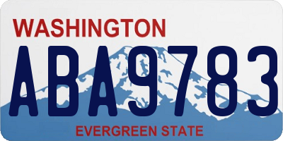 WA license plate ABA9783