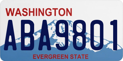 WA license plate ABA9801