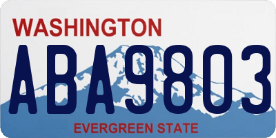WA license plate ABA9803