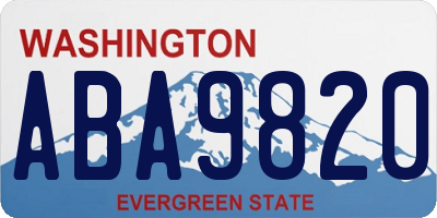 WA license plate ABA9820