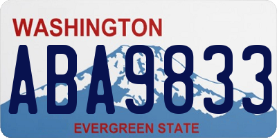 WA license plate ABA9833