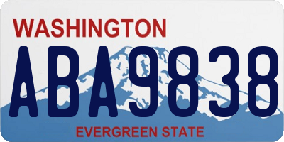 WA license plate ABA9838