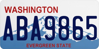 WA license plate ABA9865