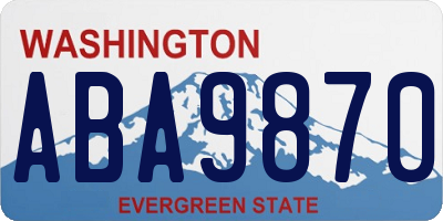 WA license plate ABA9870