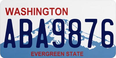 WA license plate ABA9876