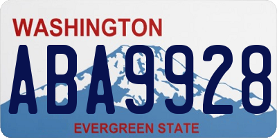 WA license plate ABA9928