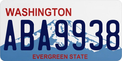 WA license plate ABA9938