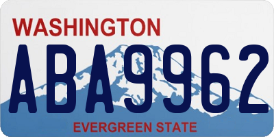 WA license plate ABA9962