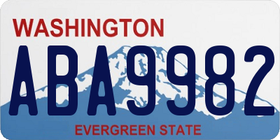 WA license plate ABA9982