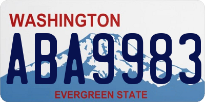 WA license plate ABA9983