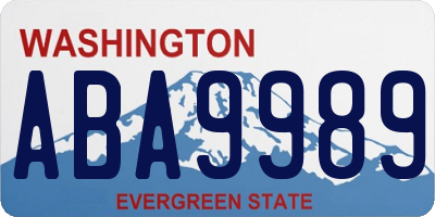 WA license plate ABA9989