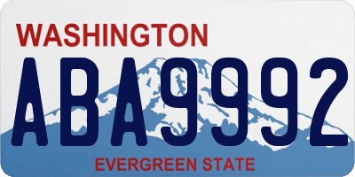 WA license plate ABA9992