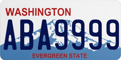 WA license plate ABA9999