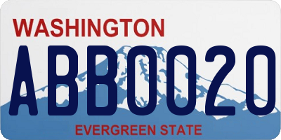 WA license plate ABB0020