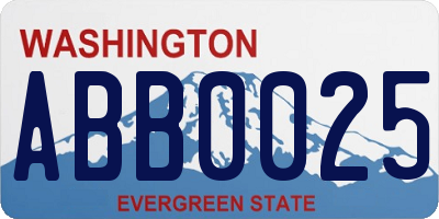WA license plate ABB0025