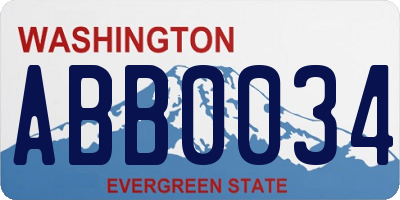 WA license plate ABB0034