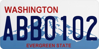 WA license plate ABB0102