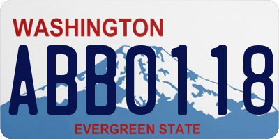 WA license plate ABB0118