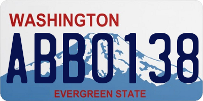 WA license plate ABB0138