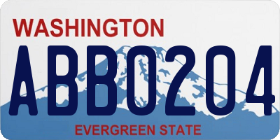 WA license plate ABB0204