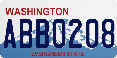 WA license plate ABB0208