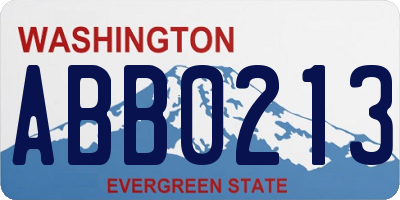 WA license plate ABB0213