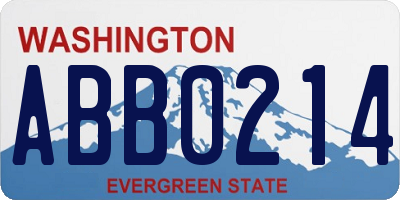 WA license plate ABB0214