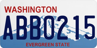 WA license plate ABB0215