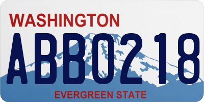 WA license plate ABB0218
