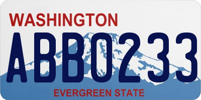 WA license plate ABB0233