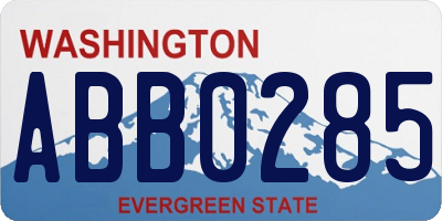 WA license plate ABB0285