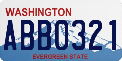 WA license plate ABB0321