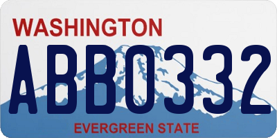 WA license plate ABB0332
