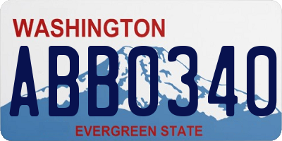 WA license plate ABB0340